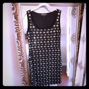 Grayse black and silver studded cocktail dress